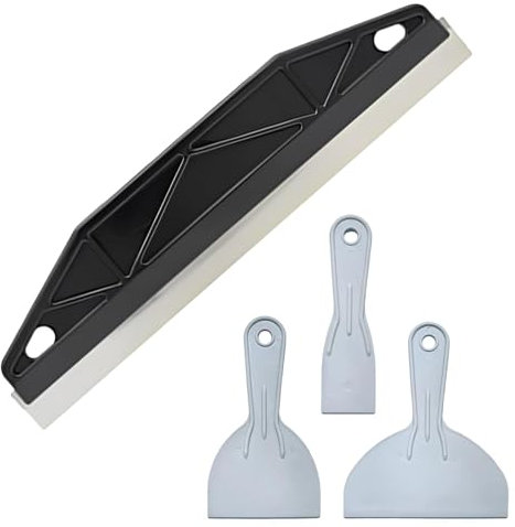 Stainless Steel Paint Shield for Cutting in Tool Comes with 3PCS Plastic Scrapers, Multi-Purpose Paint Cutting in Guard, Paint Guard for Skirting Boards, Paint Trim Guard (Black)
