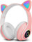 GLOBAL TECH Wireless Bluetooth Kids Headphones – Foldable Cat Ear Headphones with LED Flashing Lights, Built-in Mic, Volume Controls – Over Ear Children Earphones for Tablet, PC, Laptop, Phone, iPad