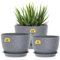 3 Pack Plastic Plant Pots,30/25/23CM,Large Plant Pots Indoor Flower Pots with Drainage Holes Saucer and Reservoir for All House Plants(Grey Speckles)