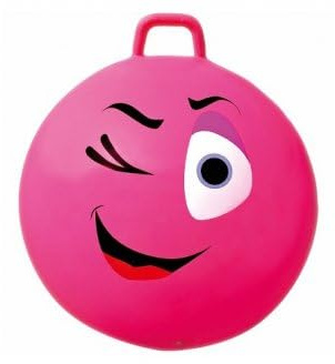 cavernedesjouets Gros Ballon Sauteur Rose XXL hop 65 cm Visage Smiley clin d'oeil - Grand Format avec poignée - Gym et Jeu Enfant 8 Ans et + - 80 kg Max