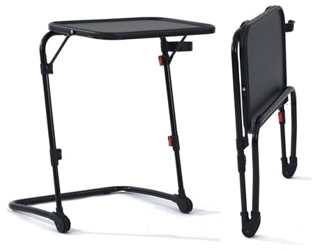 MEUBLE COSY Petit Bureau Pliant Hauteur réglable Table d'Ordinateur Portable sans Assemblage Requis Poste de Travail Pliante Plateau Inclinable pour Petits Espaces, Noir