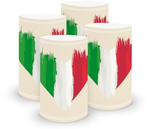 itenga 6X Windlicht Tischlicht aus Folie I Ländermotive I 10,0 x 21,0 cm I ideal als Tischdeko I geeignet für Teelichter oder LED-Kerzen (Italien - Flagge)