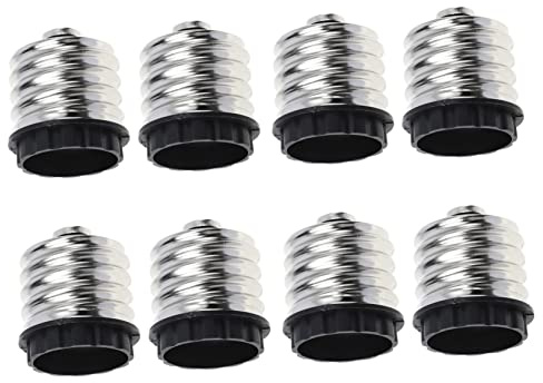 Adaptateur de Douille E40 vers E27, Lot de 8 Noir | Ateliers et Carports, Alliage D'aluminium et Pvc, Installation Facile, Conversion à Vis Sûre et Pratique