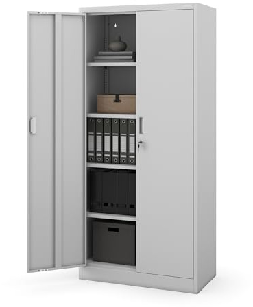 Jan Nowak Spind Metallschrank Compact abschließbar 4 Fachböden 175x40 cm | Schmaler Mehrzweckschrank mit Tür, Schloss, 4 höhenverstellbaren Einlegeböden, Stahlkorpus, kompatibel mit Compact Aufsatz