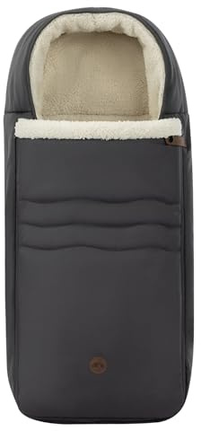 Bebeconfort Fußsack Kinderwagen, Universal Passform, Mineral Graphite | Winterfußsack Kinderwagen, Weiche Plüschstoffe, Ab Geburt - 3 Jahre (0-15 kg), Standard-Befestigungslöcher, Maschinenwaschbar