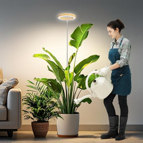 Kullsinss 16cm Grow Lights for Indoor Plants, Full Spectrum Plant Light | Wood Grain Growing Lamp with 6/12/16H Timer, 5 Brightness, 152cm Height Adjustable, Stylish Decoration for Your Indoor Garden