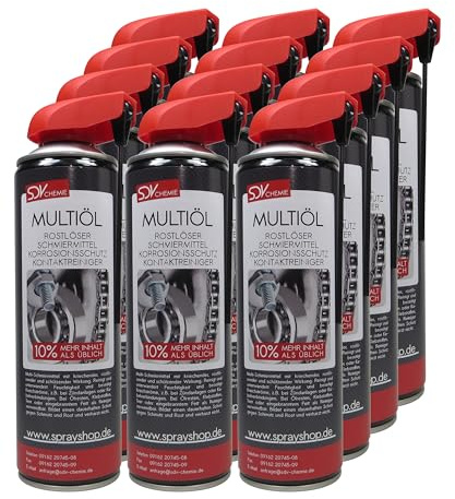 SDV Chemie Multiölspray 12x 500ml Multifunktionsspray | Rostlöser, Vielzweckspray, Schmieröl Spray, 500ml +10% Inhalt