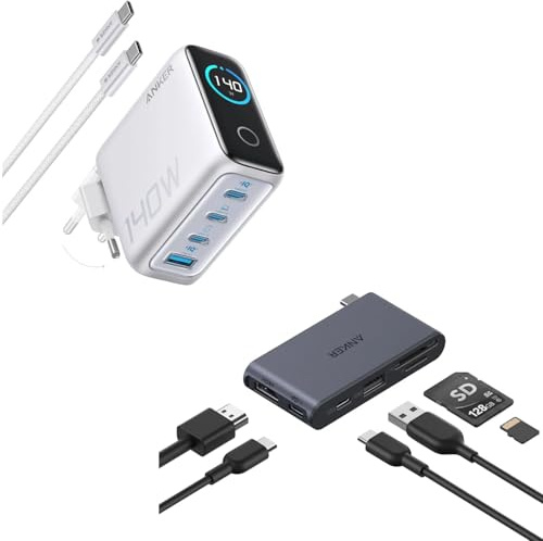 Anker USB C Ladegerät (140W 4-Port) + Anker USB-C Hub (6-in-1)