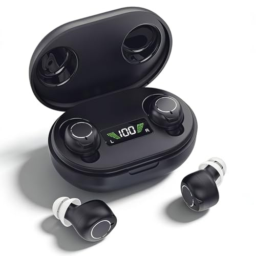 Rechargeable Sound Device for Seniors & Adults, Digital Audio Device with 3.2g Lightweight In-Ear Earbud, Power on Anti Howling, Touch Controls & LED Charging Case (Black)