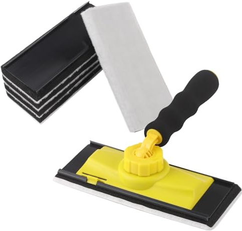 Skdqiee 6 Pcs Paint Pad Set, 9 Inch Rotating Handle Applicator with 5 Replacement Brush Heads, Smooth & Uniform Coating Tool for Edging and Trimming, Ideal for Walls, Wood Decks, Sheds, Fences