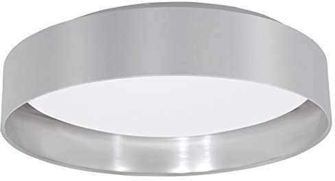 EGLO LED Deckenlampe Maserlo, 1 flammige Textil Deckenleuchte, Material: Stahl, Stoff, Kunststoff, Farbe: Grau, silber, weiß, Ø: 40,5 cm