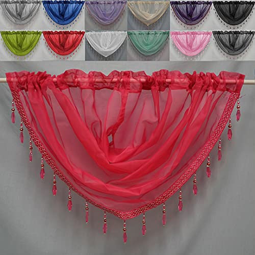 John Aird Crystal Beaded Voile Curtain Swag (Fuchsia)