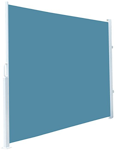 Royal Gardineer Windschutz: Seitenmarkise 180 x 300 cm, für Garten, Balkon und Terrasse, Saphir (Sichtschutz Seitenmarkise, ausziehbare Markise-Sichtschutz, Wandhalterung)