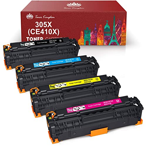 Toner Kingdom 305X Toner Wiederaufbereitet für HP 305X CE410X 305A CE411A für HP Laserjet Pro 400 Color MFP M475dw M475dn M451nw M451dn M451dw Laserjet Pro 300 Color MFP M375nw M351a (4-Pack)