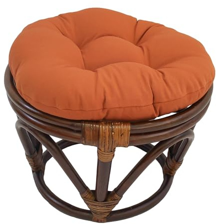 Blazing Needles Solid Twill Round Footstool Cushion, 18, Spice