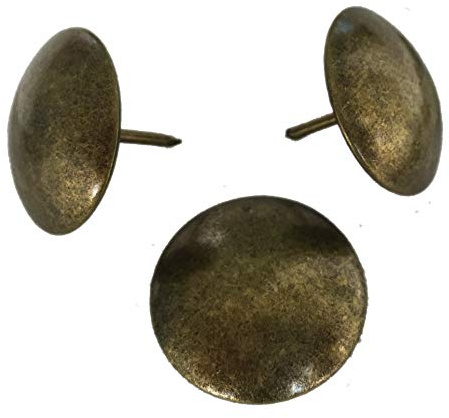Decotacks® Large Antique Brass Finish Upholstery Nails/Tacks 1 Inch - 50 Pcs [Antique Brass Finish] DX0525AB