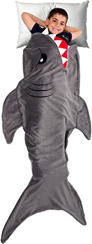 Shark Schwanz Decke – Plüsch Tier Schlafsack Decke für Kinder von Silber Lilly, Polyester, grau, Einheitsgröße