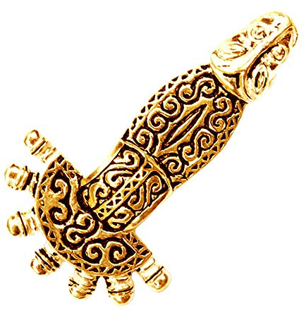 Fränkische Bügelfibel Merowinger Boucle de vêtement Mystique Broche Viking Bijoux de vêtements Fibel Différentes versions, bronze, 7,2 x 4,2 cm