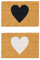 Nicola Spring Non-Slip Coir Door Mats - 40 x 60cm - White & Black Hearts - Set of 2 Welcome Doormats