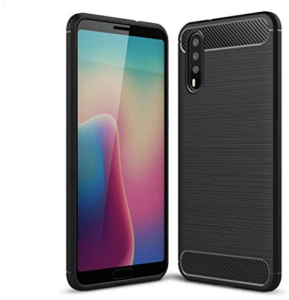 COPHONE® Coque de Protection Compatible Huawei P20 Etui antidérapent Coque Fibre de Carbone Noir Anti Choc