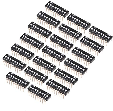 sourcing map 20 Pcs Black DIP Switch 1-8 Positions 2.54mm Pitch for Circuit Breadboards PCB