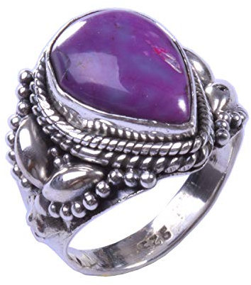 Ring aus 925er-Sterlingsilber, Größe 57, natürlicher violetter Kupfer, Türkis, handgefertigt, Modeschmuck R1884