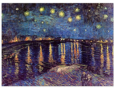 Kunstdruck Poster - Vincent van Gogh Sternennacht über der Rhône 30x20 cm ca. A4 - Alte Meister Bild ohne Rahmen