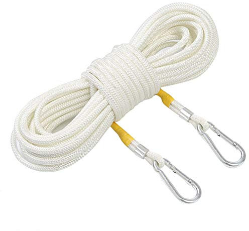 ZNKZJ Filo Stendibiancheria Filo per Lavaggio Heavy Duty 8mm,Corda da bucato Spessa Robusta con Nucleo in Acciaio con 2 Ganci in Acciaio,Stendibiancheria per Giardino da Esterno,White-5m