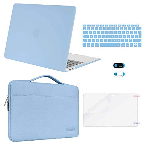 MOSISO Kompatibel mit MacBook Air 13 Zoll Hülle 2021 2020 2019 2018 M1 A2337 A2179 A1932, Hülle für MacBook Air M1 13,3 Zoll&Tasche&Tastaturschutz&Webcam Abdeckung&Displayschutzfolie, Airy Blau