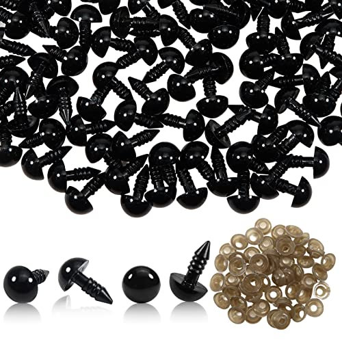 TOAOB 50 Stück Puppenaugen Sicherheitsaugen 10 mm Kunststoff Augen mit Unterlegscheiben für Marionette