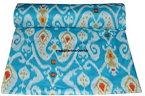 Multi Ikat Voile-Handblock-Stoff für floralen Ekat-Druck, Baumwolle, Nähen, Basteln, Schneidern, Laufen, natürliche Farbe, Sanganeri, indischer Blumendruckstoff, Meterware, Breite