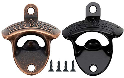 AYRXG Lot de 2 décapsuleurs muraux vintage pour bars, karaokés, hôtels, maisons (bronze rouge, noir)