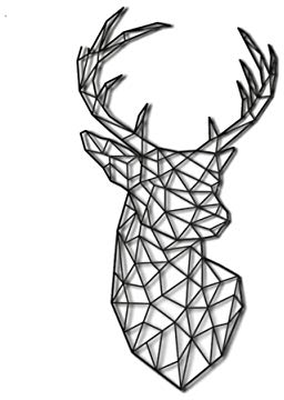 Pet-Jos Wanddeko Hirsch Wanddekoration Deer Hirschkopf Holz Hirsch Wanddekoration Geometrische Ornamente Minimalistische Wandkunst Hängende Dekoration