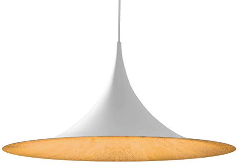 L+ Moderne Pendelleuchte, handgefertigt, Lampenschirm aus Metall E27, Küche, Wohnzimmer, Schlafzimmer, modernes Design (Weiß Blattgold, Ø33 cm)