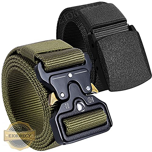 EIOKBECY Taktischer Gürtel Herren, 2 Stück Canvas Nylon Arbeit Gürtel Hochleistungs Gürtels Schnellverschluss-Metallschnalle für militär und Draussen Sportarten