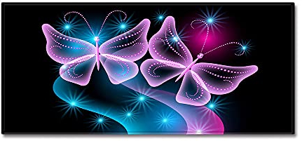 Morbuy Personalisierte Fußmatte Rutschfester Türvorleger mit 3D Schmetterling Druck, Schmutzfangmatte Waschbar Fussmatte Innen Badteppiche (40x60cm,Transparentes Rosa)