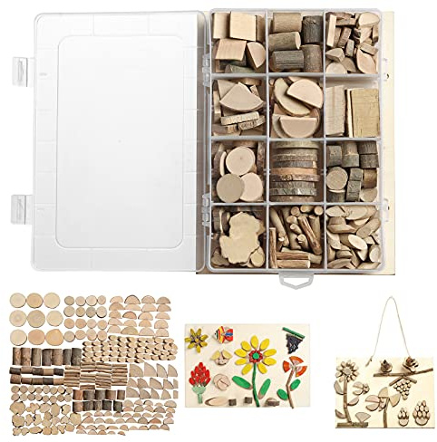 LAZACA Wood Craft Kits DIY, Wooden Loose Parts 250 Pcs, 19.5X13X3.5cm