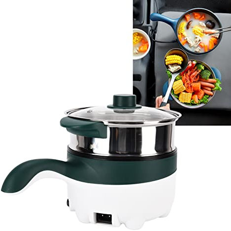 EVTSCAN 2L 12V Multifunctional Electric Hot Pot Stainless Steel Anti Dry Food Steamer for Car Home Kitchen