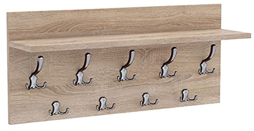 AKKE Garderobenpaneel Garderobenleiste Wandgarderobe Mit Ablage Wandpaneel Garderobe PVC Verti 40x70 cm CHROM | SONOMA