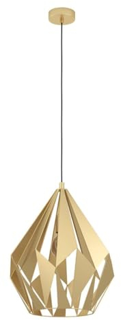 EGLO Pendelleuchte Esstisch Carlton, Vintage Hängelampe für Wohnzimmer und Esszimmer, Esszimmerlampe aus Metall in gold, Lampe hängend mit E27 Fassung, Ø 38,5 cm