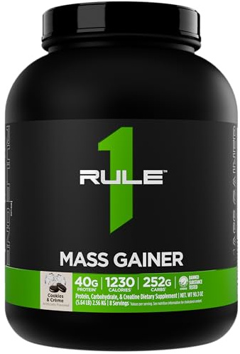 Rule1 R1 Mass Gainer (5,7lbs) Biscuits et crème - Prise de poids - Avec Créatine