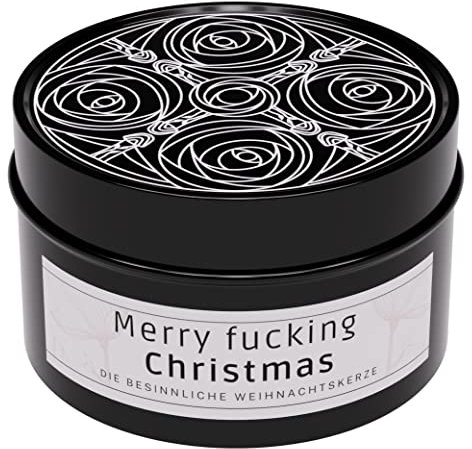 Lustige Duftkerze mit Spruch Merry fucking Christmas für Weihnachten als Geschenk an Freundin, Freund, Partner, Ehemann, Ehefrau, Familie