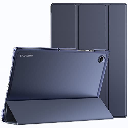 JETech Custodia per Samsung Galaxy Tab A8 10,5 Pollici 2021 (SM-X200/X205/X207), Sottile Traslucida Posteriore Trifold Folio Supporto Protettiva Tablet Cover, Auto Svegliati/Sonno (Navy)