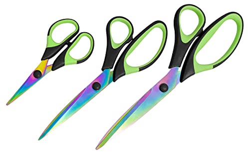 Schere Set, Scheren mit 3 Stück Stoffscheren, Schneiderschere, Nähschere, Weiche Komfortgriffe, Geeignet für Haushalte, Schule, zum Schneiden von Stoffen und Leder (Schwarz)