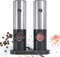 Electric Salt and Pepper Grinder Set, RIGHTWELL 2 PCS Adjustable Coarseness Pepper Grinder Mill with Storage Base and LED Light, Automatic Ceramic Core Salt Grinder for for Kitchen, BBQ, Camping,70ml