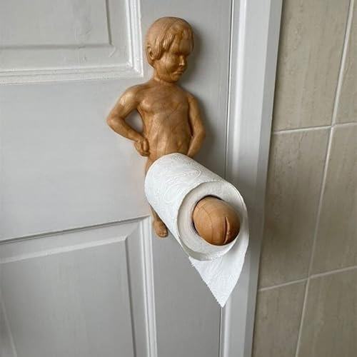 SERPEN Kreativer Toilettenpapierhalter, lustiger Spoof Man Körper, Toilettenpapierhalter, Wandhalterung, WC-Dekor, Holz, männliche Form, Toilettenpapierhalter, Aufbewahrung für Rollenpapier