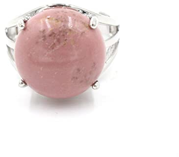 Reiki Heilkristall Ring Damen Einfacher Runder Naturstein Ring Achat Amethyst Lila Quarz Schmuck,Rhodonit