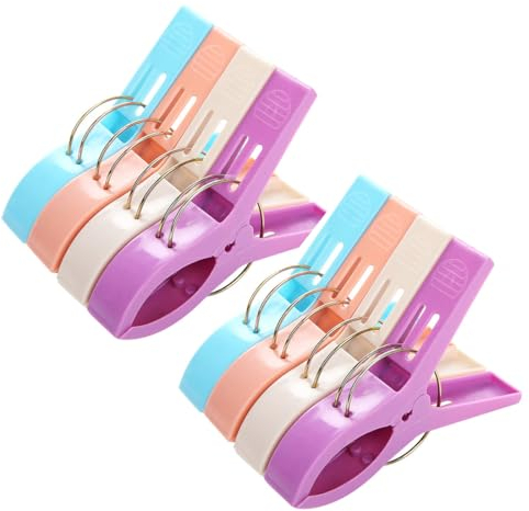 KXUSW Confezione da 8 mollette in 4 Colori, mollette per Telo Mare,mollette per bucato,mollette per bucato antisegno Porta mollette bucato da Esterno