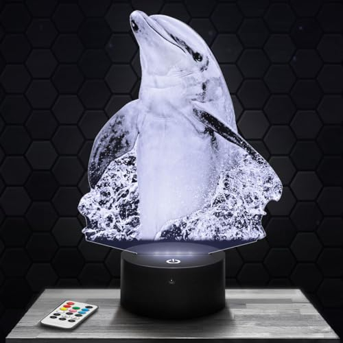 Lampephoto.fr Nachttischlampe Delfin Stehend deko Tier Meerestier Reptil. Geschenkidee Mann Frau objekt Delfin Stehend Nachtlicht Erwachsene deko Zimmer. Weihnachten TOP