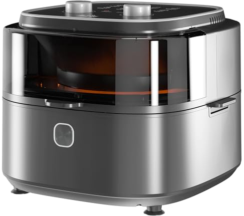 HOMCOM IE Located 6.5L Family Size Air Fryer Oven with Rapid Air Circulation and Recipes, Airfryer for Oil Free with Adjustable Temperature, 60-Minute Timer and Non-stick Basket, 1350W, Grey